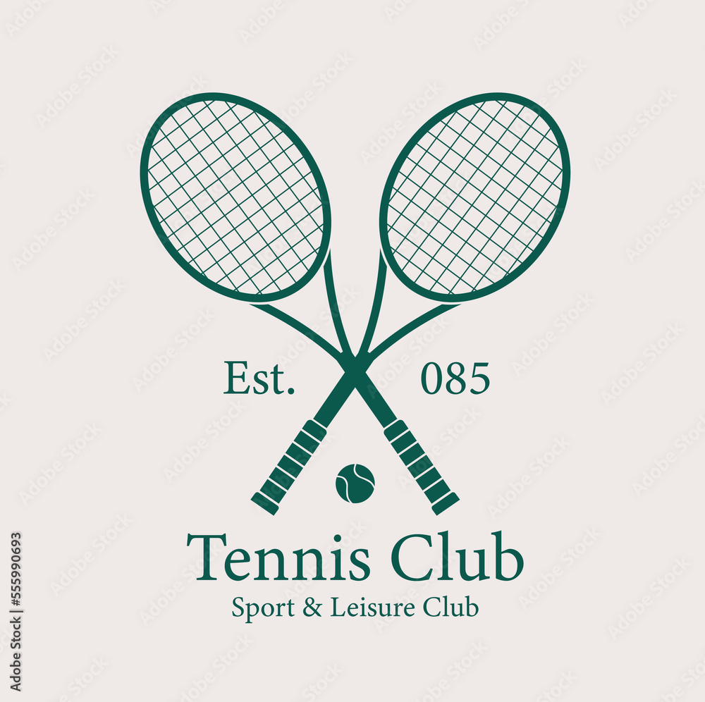 tennis logo, tennis club, two rackets and ball Векторный объект Stock