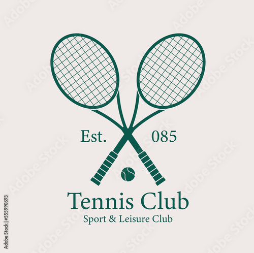 tennis logo, tennis club, two rackets and ball photo