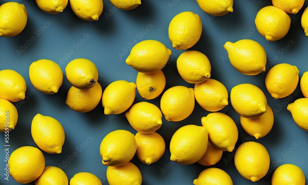 Lemons on Blue Table Seamless Infinite, Generative AI Lemons on Blue Table Seamless Infinite, Generative AI