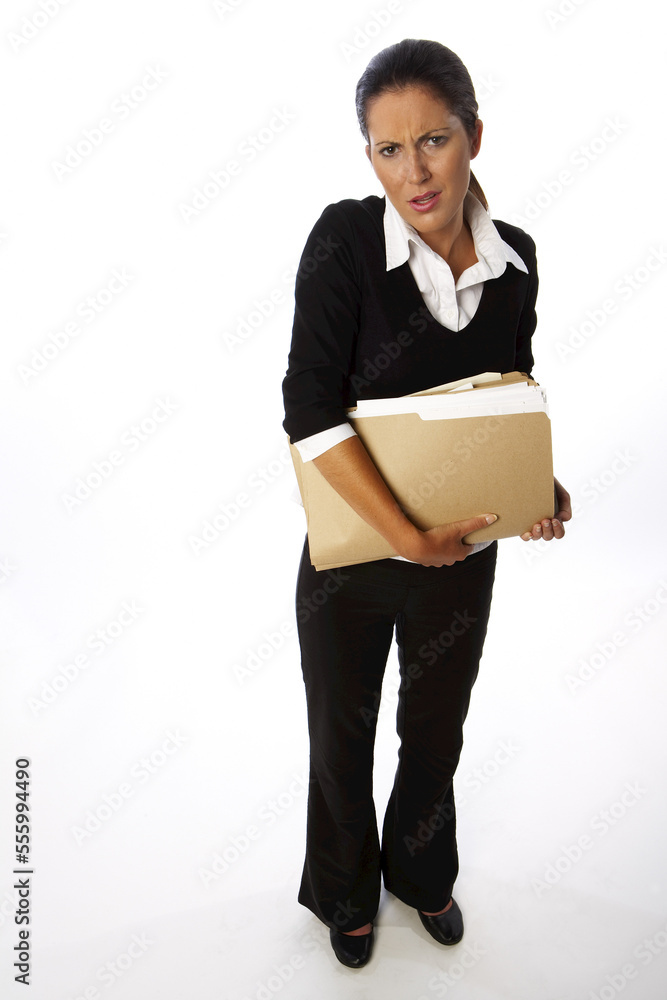 Portrait of Woman Holding Full File Folder Portrait of Woman Holding Full File Folder