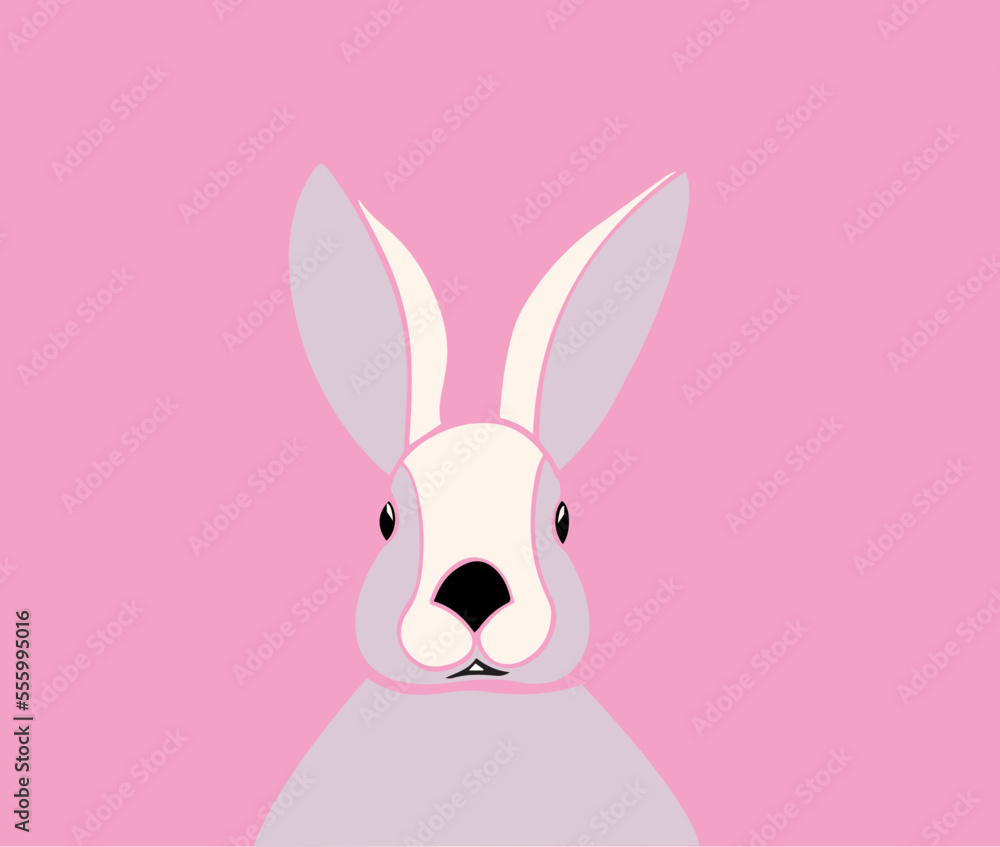 Obraz premium Cute funny contour rabbit. Vector hand drawn illustration. Holiday characters and backgrounds