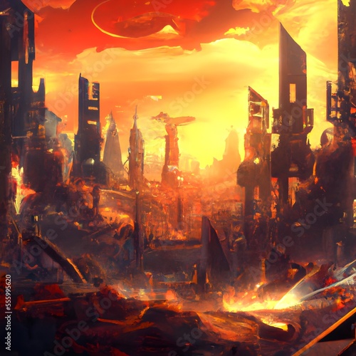Burning city of the future