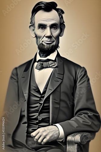 Abraham Lincoln painting portrait in artistic style created using Generative AI.  photo