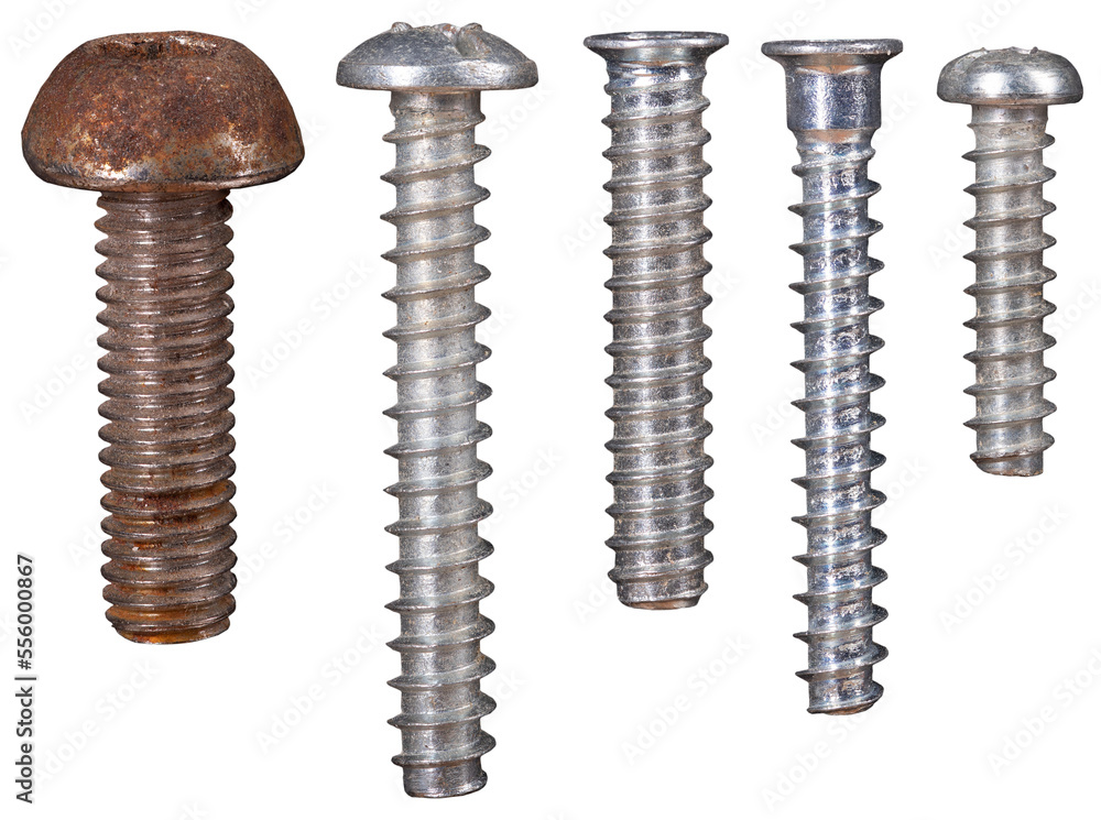 Screws, wood screws, on an isolated background. Screws, wood screws, on an isolated background.
