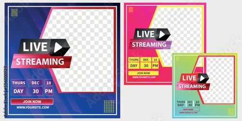 Live streaming post social media post template,  Online class workshop seminar promotion for social media post template 