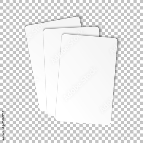 Blank poker playing cards mockup. Vector template business cards on transparent background