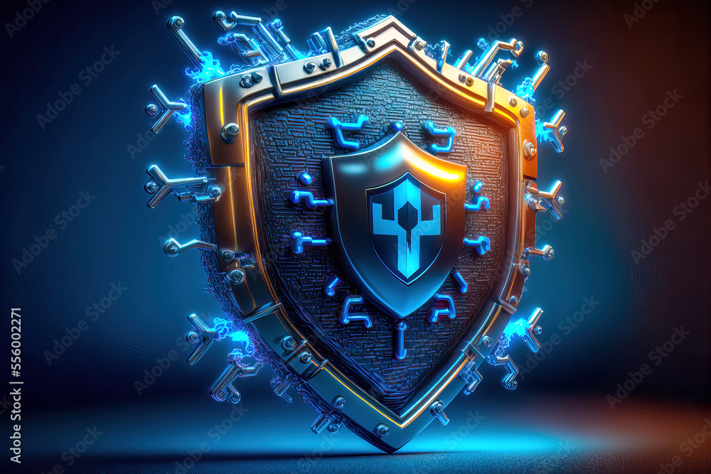Fototapeta premium Data Security Data Protection 3D-Icon Cyberscurity and Internet Protection Sign of Security Generative AI Digital ART Illustration Backdrop Background Status Quo 