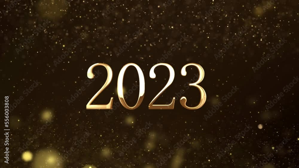 2023 New Year glittering gold bright text. New Year's Eve with glittering gold particles and snow. Merry Christmas - Holiday Stock Video 2023 New Year glittering gold bright text. New Year's Eve with glittering gold particles and snow. Merry Christmas - Holiday Stock Video