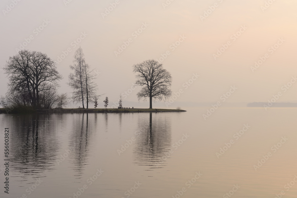 Morning Scene of Lake Schwerin, Schweriner Innensee, Schwerin, Western Pomerania, Mecklenburg-Vorpommern, Germany Morning Scene of Lake Schwerin, Schweriner Innensee, Schwerin, Western Pomerania, Mecklenburg-Vorpommern, Germany