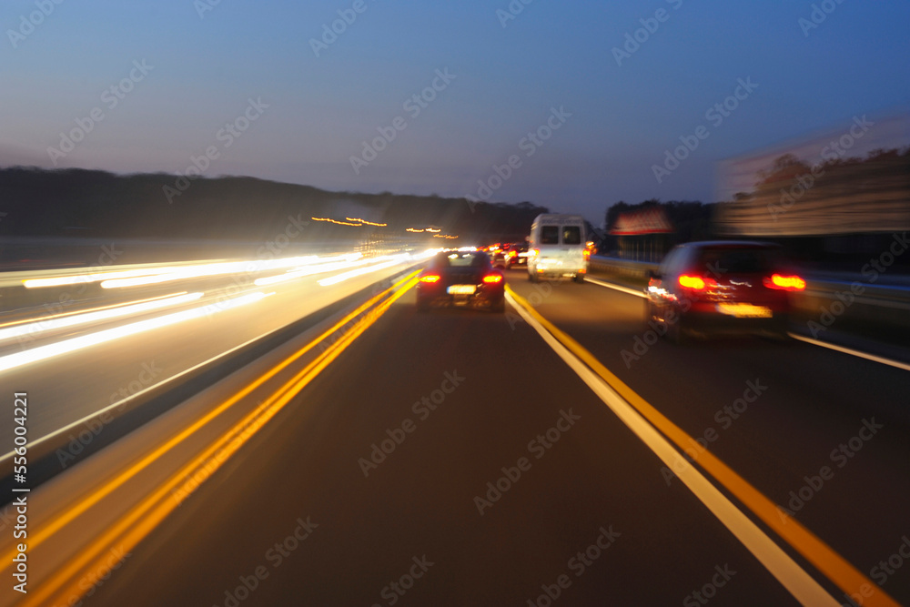 Highway A5 at Dawn, Darmstadt, Hesse, Germany Highway A5 at Dawn, Darmstadt, Hesse, Germany