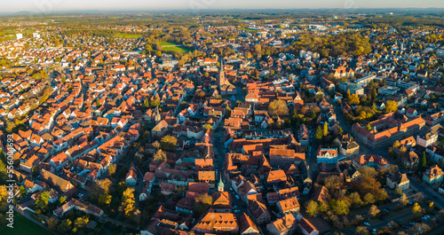 Aerial view around the city Schwabach in Germany in Bavaria on a sunny afternoon in autumn. © GDMpro S.R.O