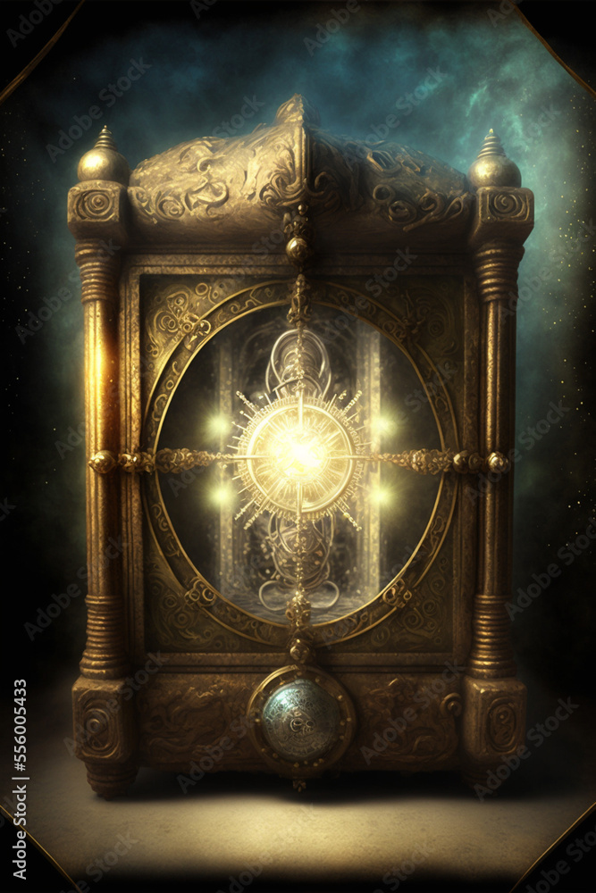 Mystical reliquary vault holding spiritual treasures