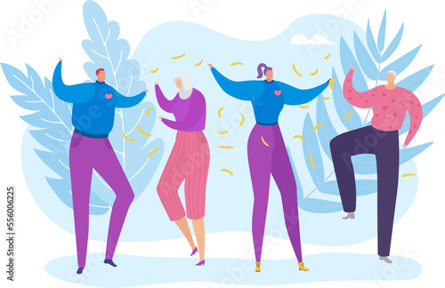 New year party celebration, vector illustration. Cartoon people character at ...