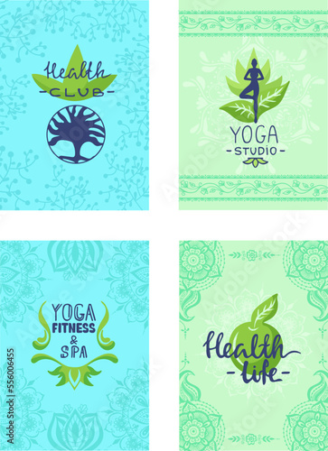 Yoga spa flyer design, vector illustration. Health wellness background banner...