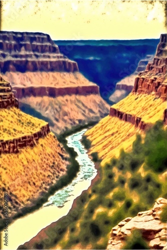 The little Colorado Grand Canyon concept using watercolors.