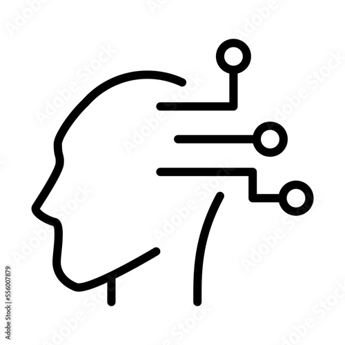 Icono de inteligencia artificial. Esquema de cabeza humana. Ilustración vectorial
