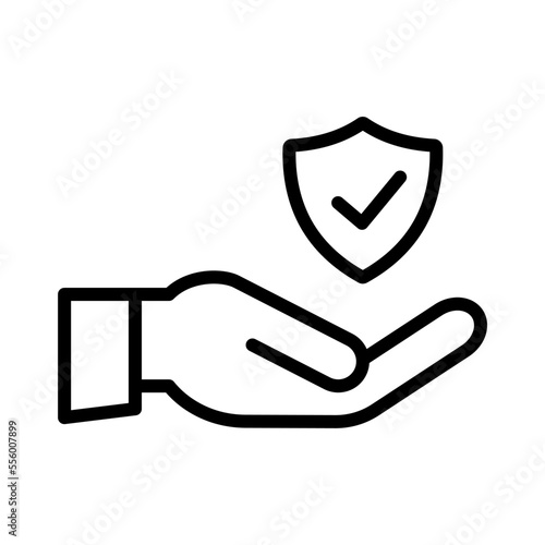 Icono de seguro. Escudo de protección sobre la mano. concepto de seguridad y protección. Ilustración vectorial