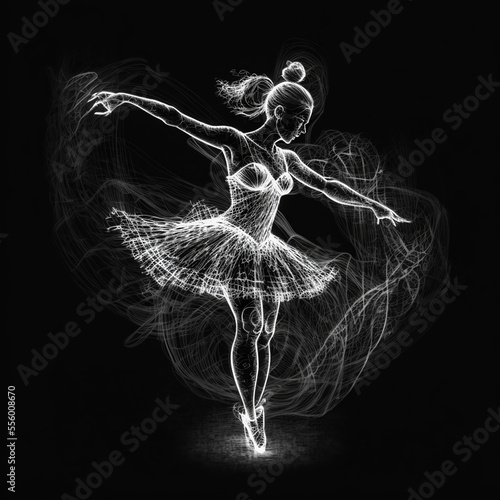 Stampa su tela abstract drawing of a ballerina with light scratches around her