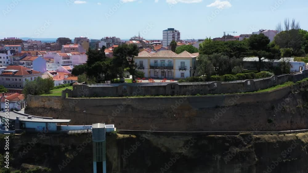 Aerial view of a residential district in Almada, view of rooftops, Setubal, Lisbon. Aerial view of a residential district in Almada, view of rooftops, Setubal, Lisbon.