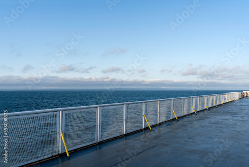 Ferry deck without people on the ocean