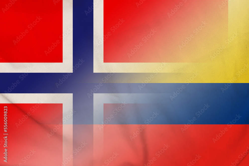 Obraz premium Norway and Colombia official flag transborder contract COL NOR