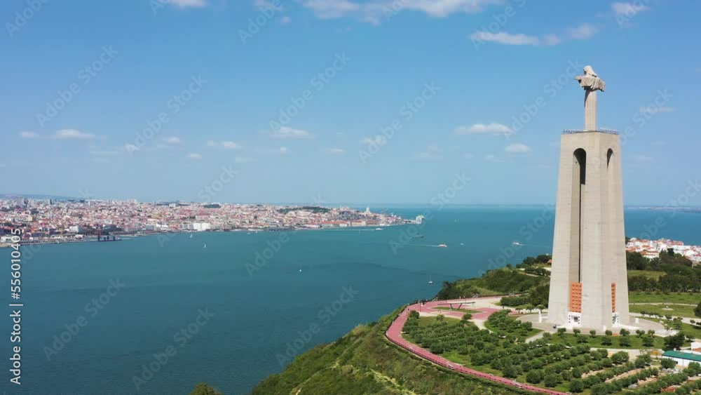 Aerial view of Cristo Rei (Christ the King), a famous monument in Almada near Lisbon, Portugal. Aerial view of Cristo Rei (Christ the King), a famous monument in Almada near Lisbon, Portugal.
