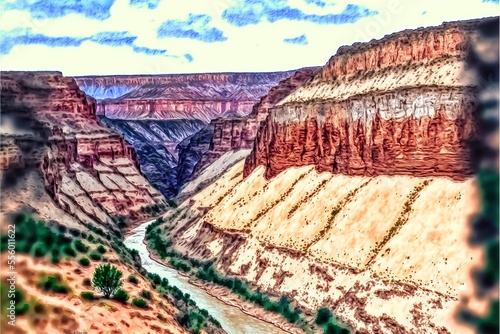 The little Colorado Grand Canyon concept using watercolors.