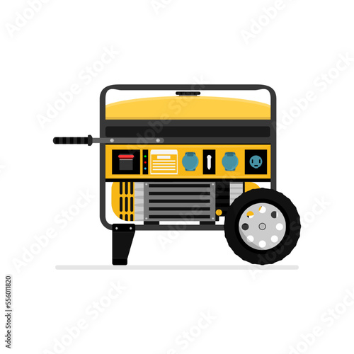 Gasoline or diesel power generator on wheels for convenient movement.