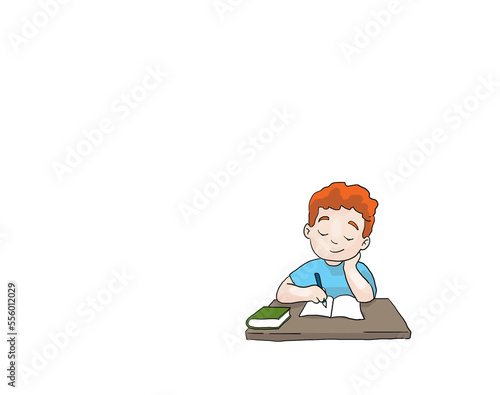 boy writing his homework