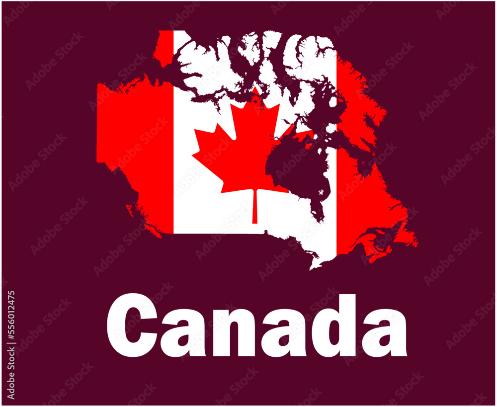 Canada Map Flag With Names Symbol Design North America football Final Vector North American Countries Football Teams Illustration
