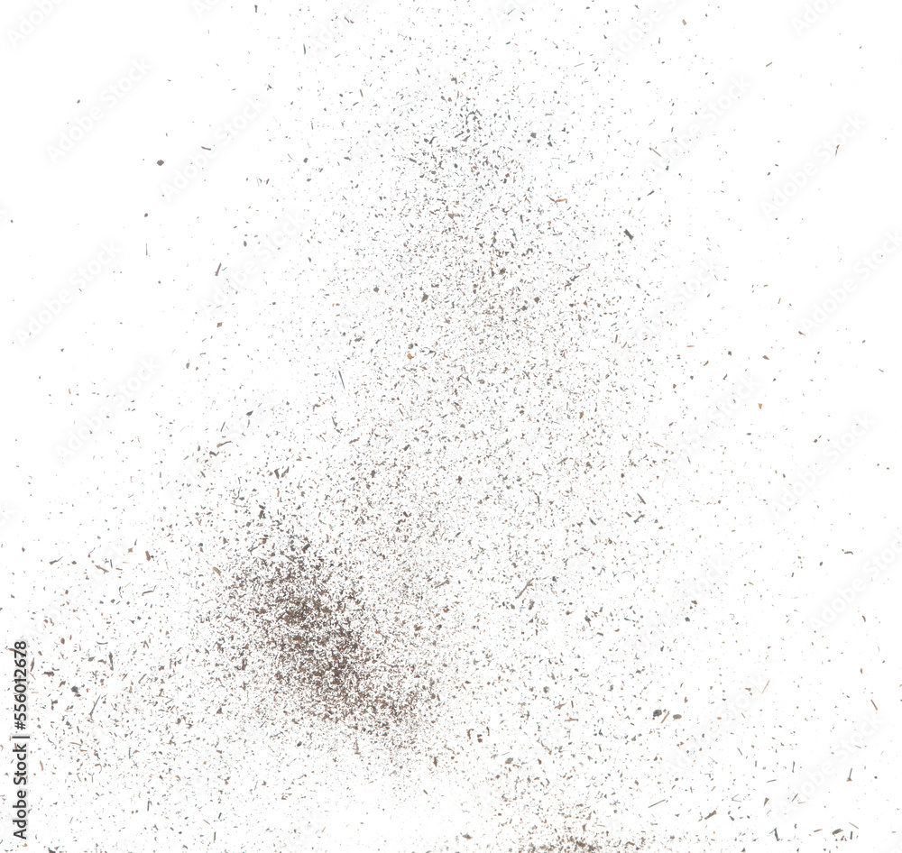 Black dried leave Tea explode. Small Fine size tea leaf flying explosion, Abstract cloud fly. Brown colored Teas splash throwing in Air. White background Isolated high speed shutter, throwing freeze Black dried leave Tea explode. Small Fine size tea leaf flying explosion, Abstract cloud fly. Brown colored Teas splash throwing in Air. White background Isolated high speed shutter, throwing freeze