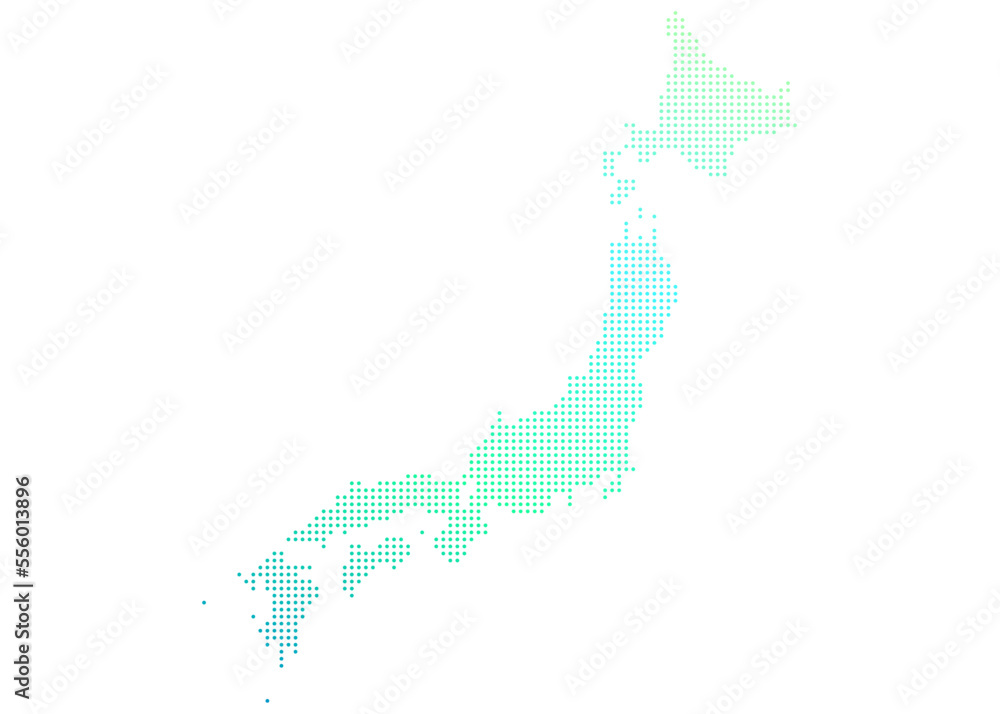 ジェダイ色のドット柄グラデーションの日本地図