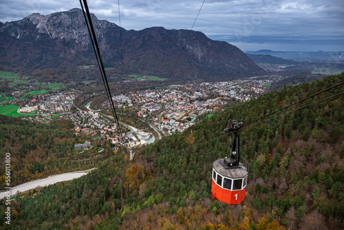 Alpine panorama of Bad Reichenhall from the top of the Predigtstuhl cableway, Upper Bavaria, Germany