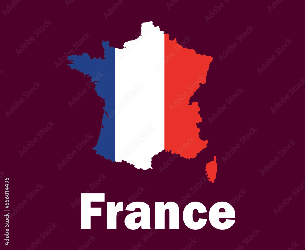 France Map Flag With Names Symbol Design Europe football Final Vector European Countries Football Teams Illustration