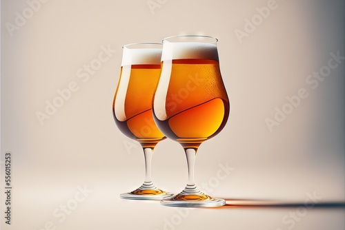 Crafted Beer Schop Glasses, with Foam and a Clear Background photo