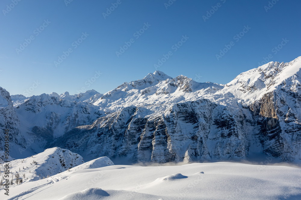 Winter mountains covered with snow beautiful landscape