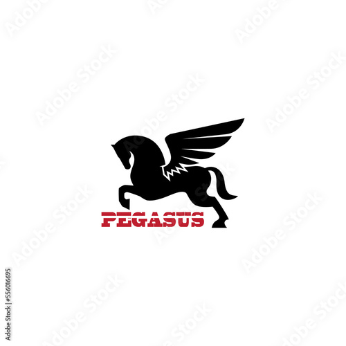 Pegasus horse vector illustration for an icon, symbol or logo. Pegasus horse flat logo 