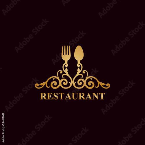 restaurant luxury logo.Luxury Logo template flourishes calligraphic elegant ornament lines. identity for Restaurant 