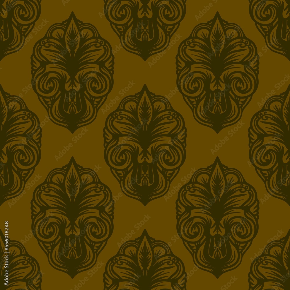 Retro geometric pattern in repeat. Fabric print. Damask style Seamless pattern background, mosaic ornament, vintage style. Design for prints on fabrics Retro geometric pattern in repeat. Fabric print. Damask style Seamless pattern background, mosaic ornament, vintage style. Design for prints on fabrics