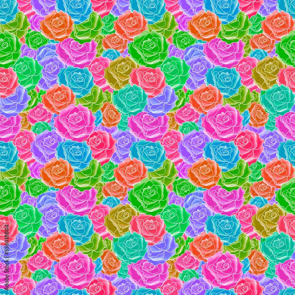 Seamless pattern of roses blooming flowers colorful, design for elegant fabric and wallpaper, hand drawn vintage style illustration. Seamless pattern of roses blooming flowers colorful, design for elegant fabric and wallpaper, hand drawn vintage style illustration.