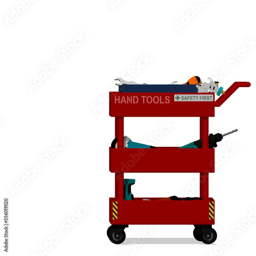 Isolated tool shelf trolley on white background