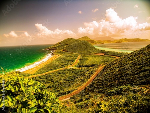 cradle of the caribbean where atlantic ocean meets caribbean sea on the island of st. kitts and nevis
