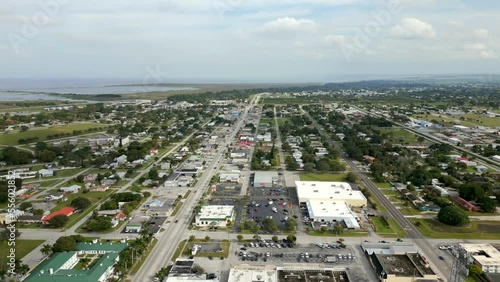 Aerial pull out shot Clewiston FL USA photo