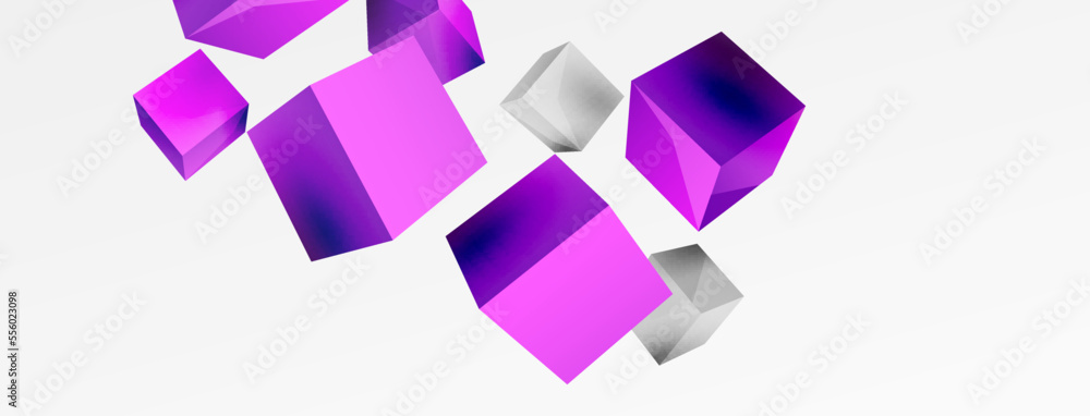 3d cubes vector abstract background. Composition of 3d square shaped basic geometric elements. Trendy techno business template for wallpaper, banner, background or landing 3d cubes vector abstract background. Composition of 3d square shaped basic geometric elements. Trendy techno business template for wallpaper, banner, background or landing
