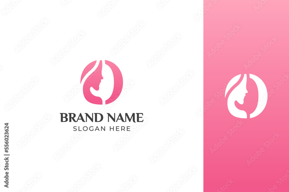 O Letter Beauty Face Pink Logo Design Vector