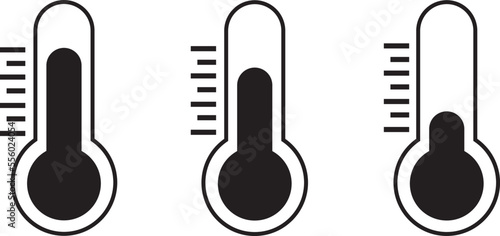 Temperature Symbol Set .Three vector thermometer showing the temperature . Thermometer icon.