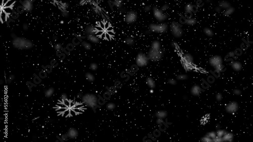 Snowflakes falling in the wind