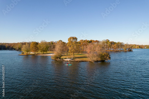 Man on Kayak Near the Shoreline in Lake Anna Virginia photo