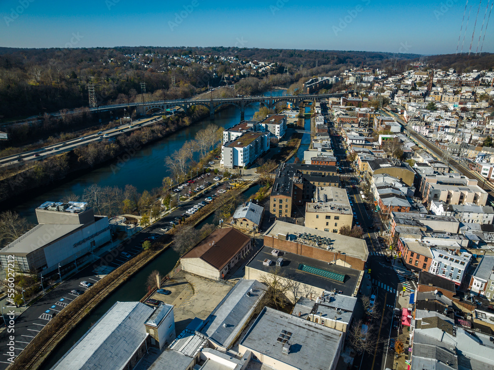 Fototapeta premium Aerial Drone of Manayunk 