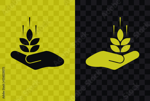 Save the wheat, high quality vector silhouette icon. Caring for wheat icon silhouette isolated on dark and light transparent backgrounds, Caring for wheat symbol.